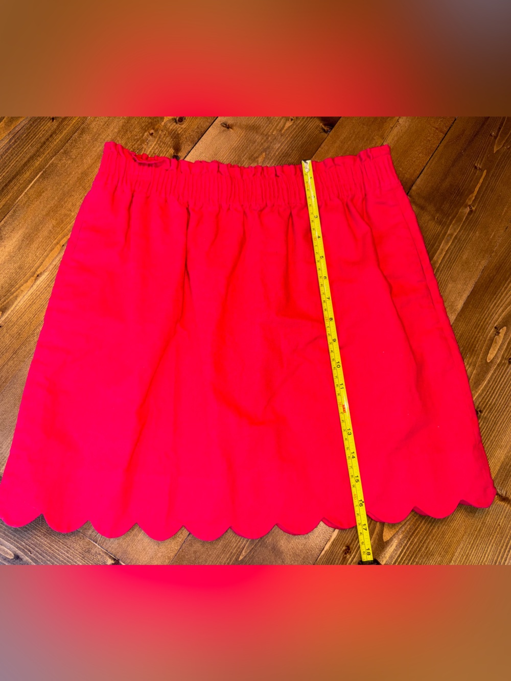 J. Crew Bright Red Scallop Hem Mini Skirt - Picture 2 of 6